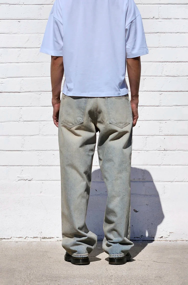 Neo Blue® 14oz Cream Bleach Baggy Jeans