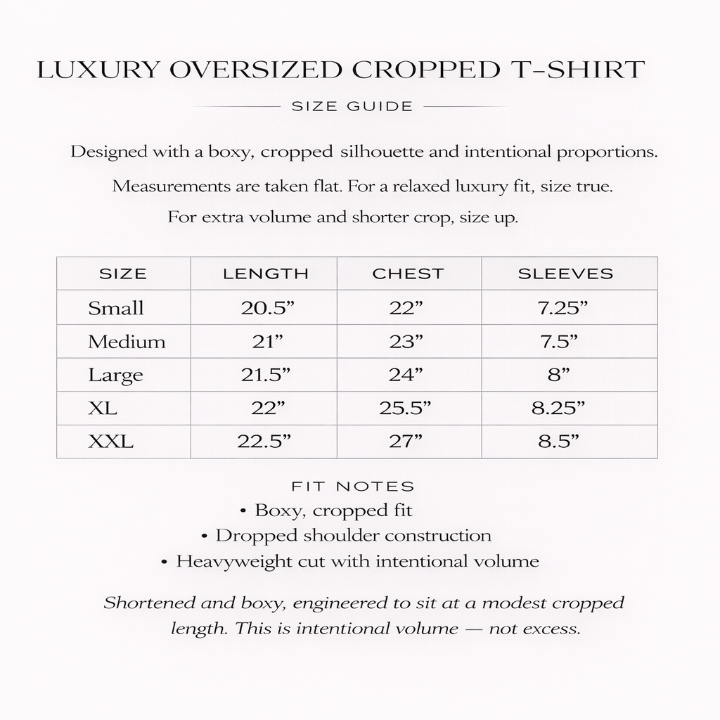 Luxury Oversized Cropped T-Shirt Boxy Fit 6.5oz (Heavy Weight)
