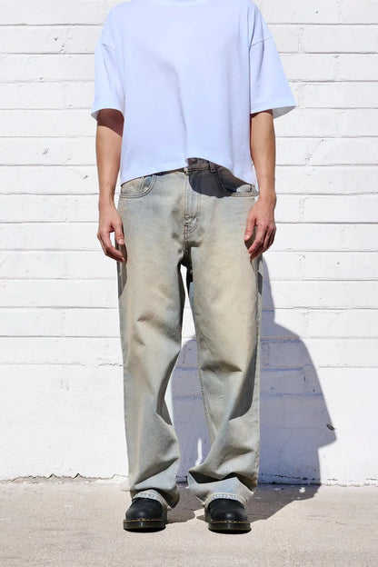 Neo Blue® 14oz Cream Bleach Baggy Jeans
