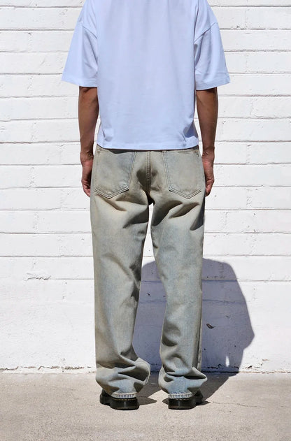 Neo Blue® 14oz Cream Bleach Baggy Jeans