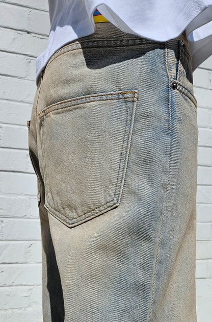 Neo Blue® 14oz Cream Bleach Baggy Jeans
