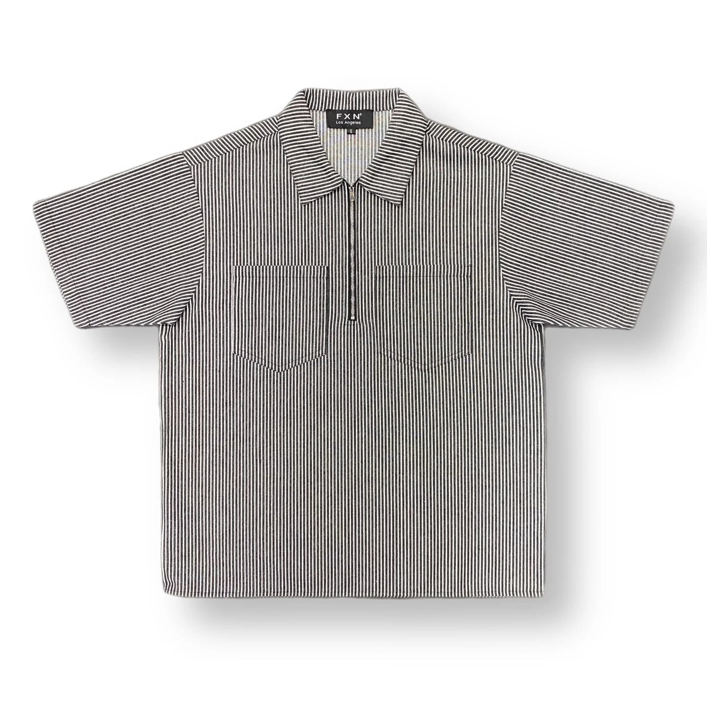 FXN Menswear® Stripped Zip Collar Shirt